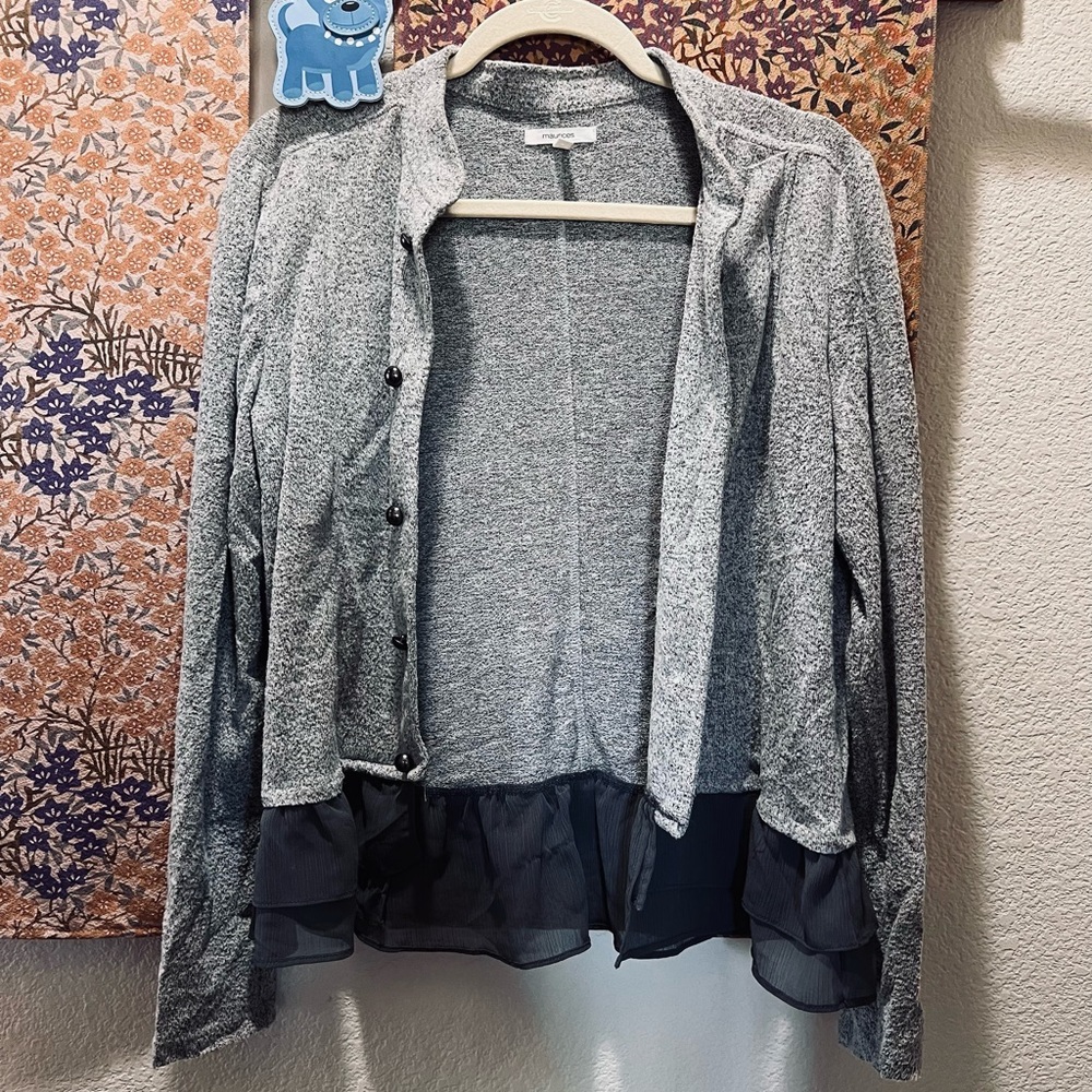 Maurice’s Heather Gray Light Cardigan Sweater Sz M